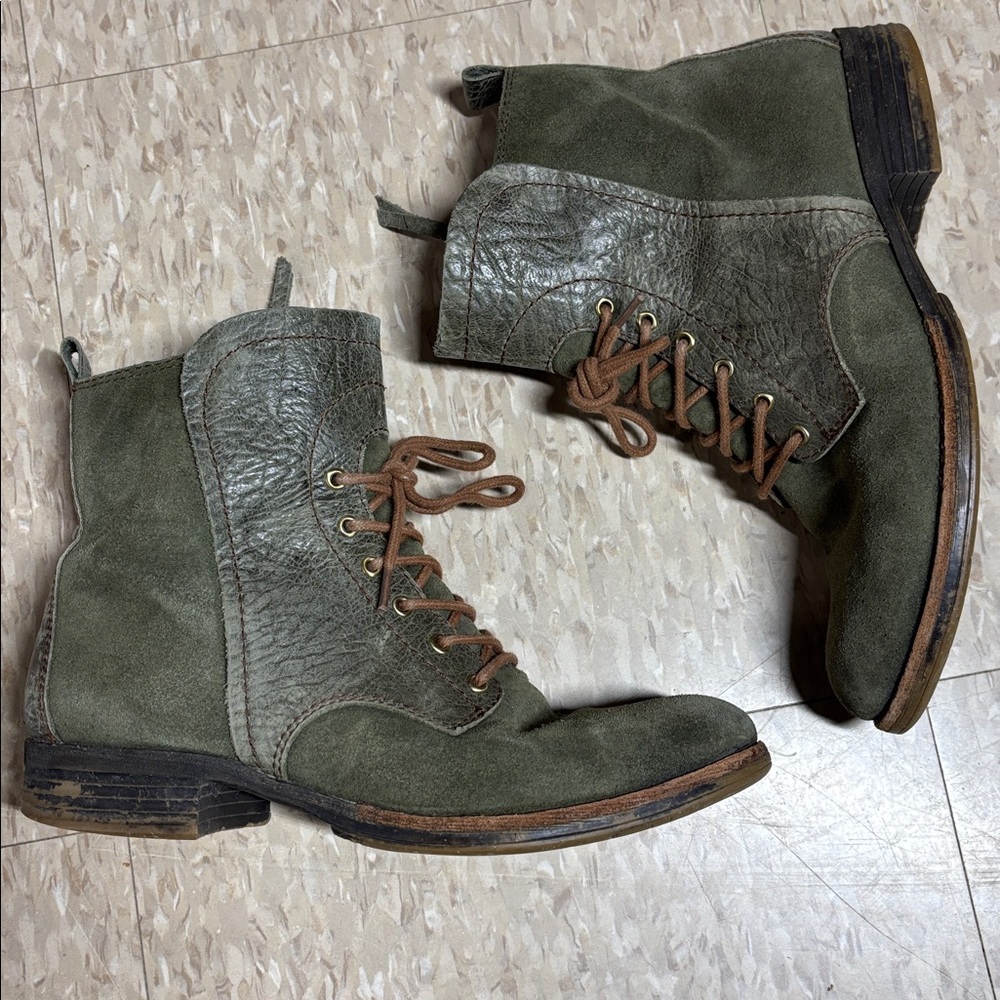 Naya Agave Vintage Suede with Leather Accent Boots In Navy Green - Women's 8M - Picture 2 of 10